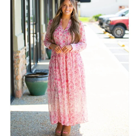 Free People See It  Through Maxi Dress Pink Rose Combo NWT Size XS - Picture 8 of 15